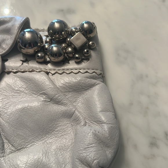 Betsey Johnson white/grey leather clutch - Picture 5 of 9